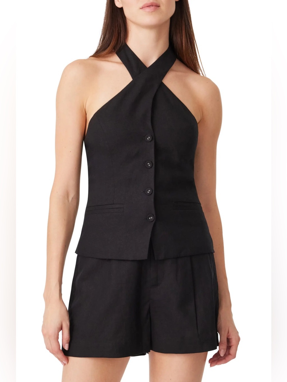 🆕 HABITUAL Black Linen Blend Halter Top